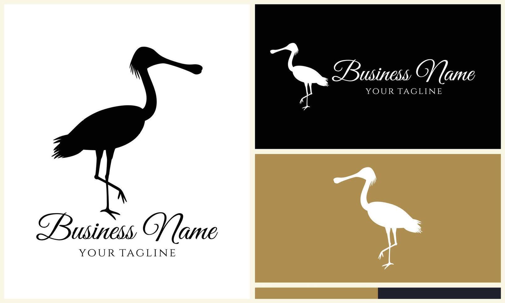 silhouette stork vector logo template