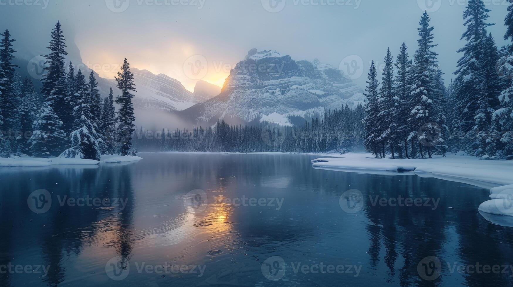 ai generado yoho nacional parque, campo, Canadá - diciembre 9, 2019. Esmeralda lago a puesta de sol foto