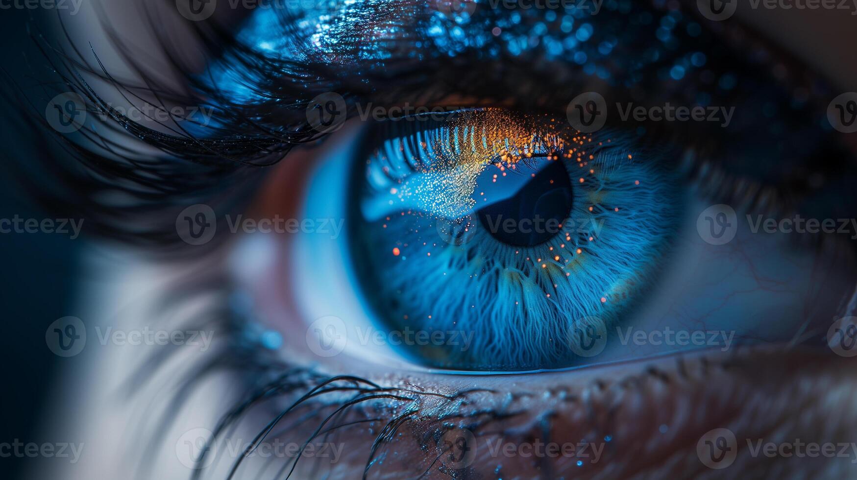 AI generated Close up of eye detailed macro photograph of retina and vision of human eyeball. photo