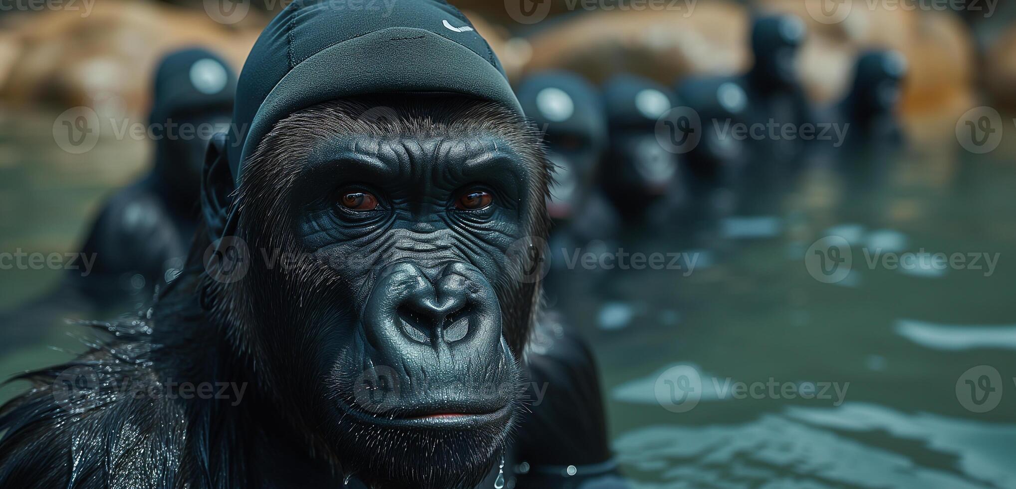 AI generated Gorilla Athletes. Sport photo