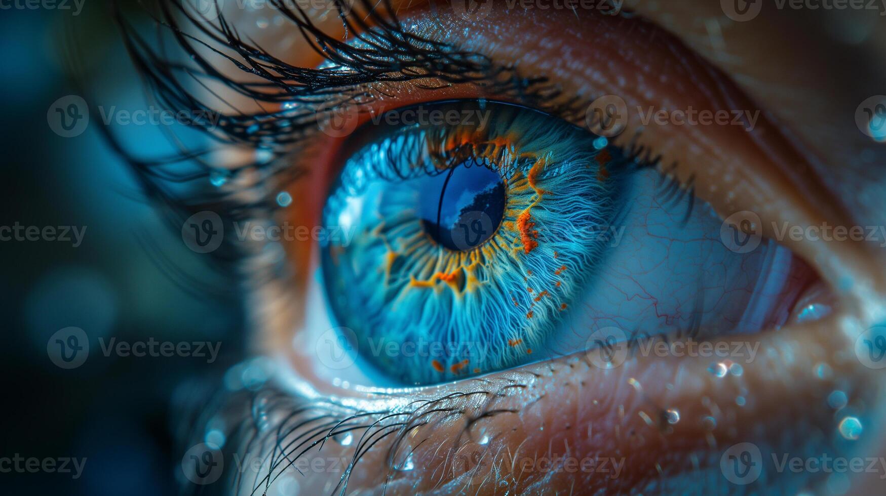 AI generated Close up of eye detailed macro photograph of retina and vision of human eyeball. photo