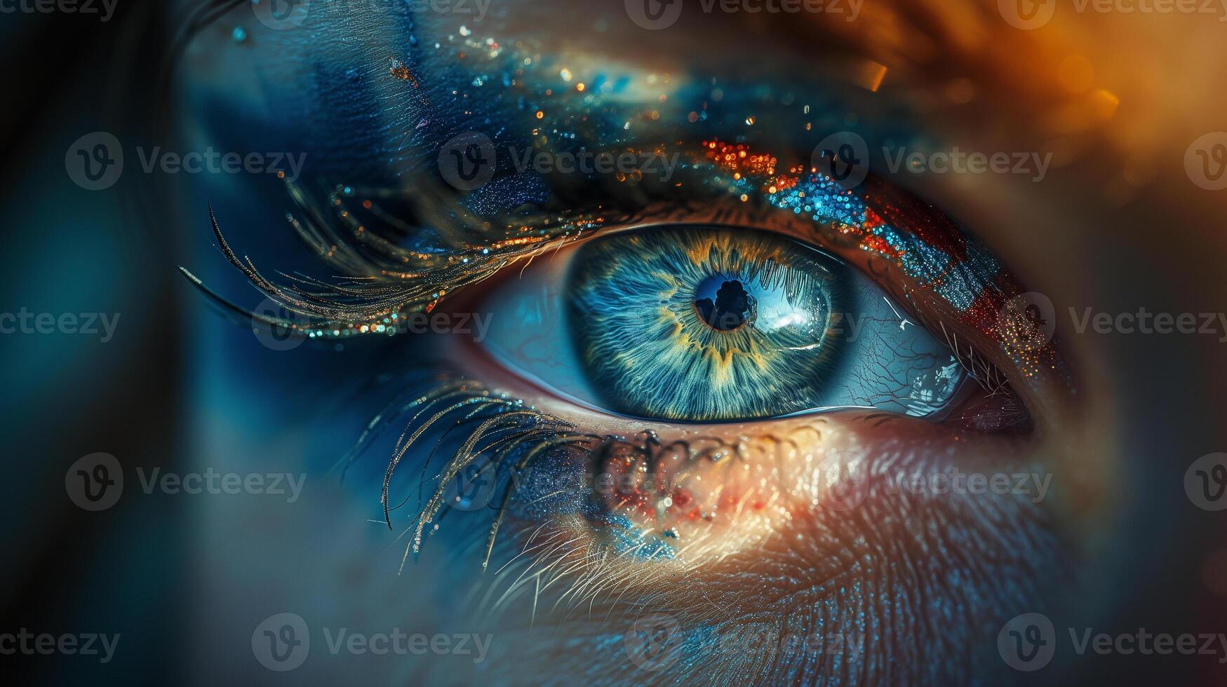 AI generated Close up of eye detailed macro photograph of retina and vision of human eyeball. photo