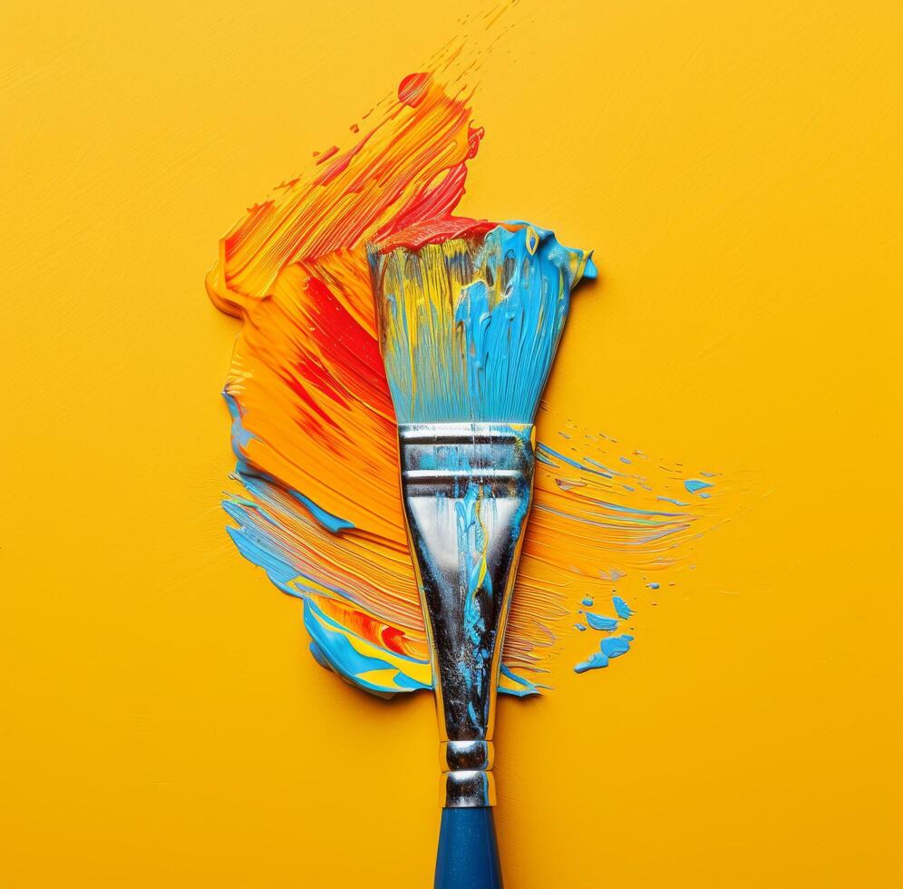 AI generated an object like a brush is sitting on top of a yellow background. photo