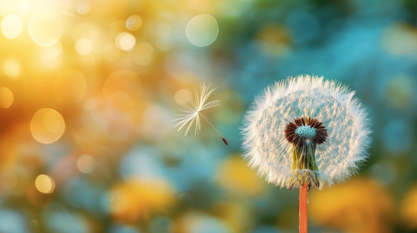 AI generated The fuzzy seed head of a dandelion, ready to disperse its wishes on the wind photo