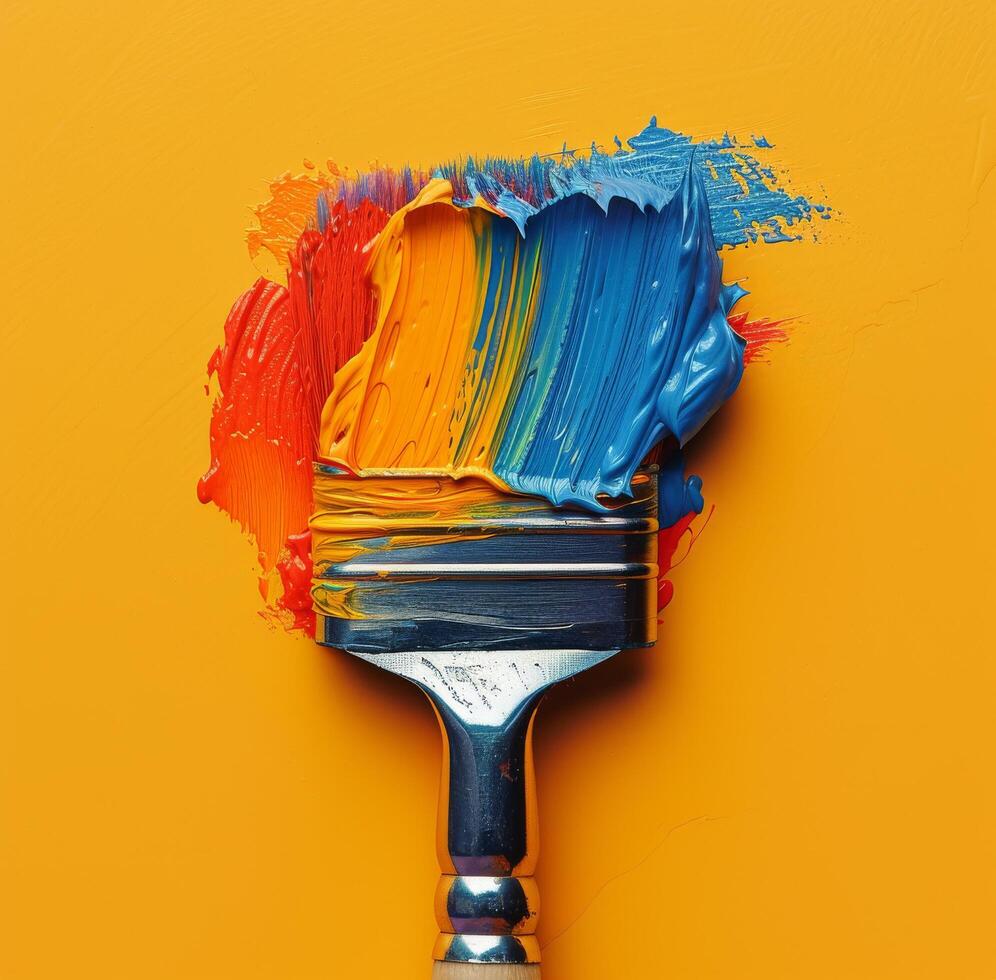 AI generated an object like a brush is sitting on top of a yellow background. photo