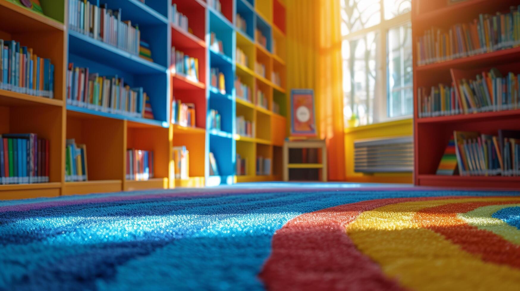 AI generated A children's section in the library, filled with colorful books and playful decor to inspire young minds photo