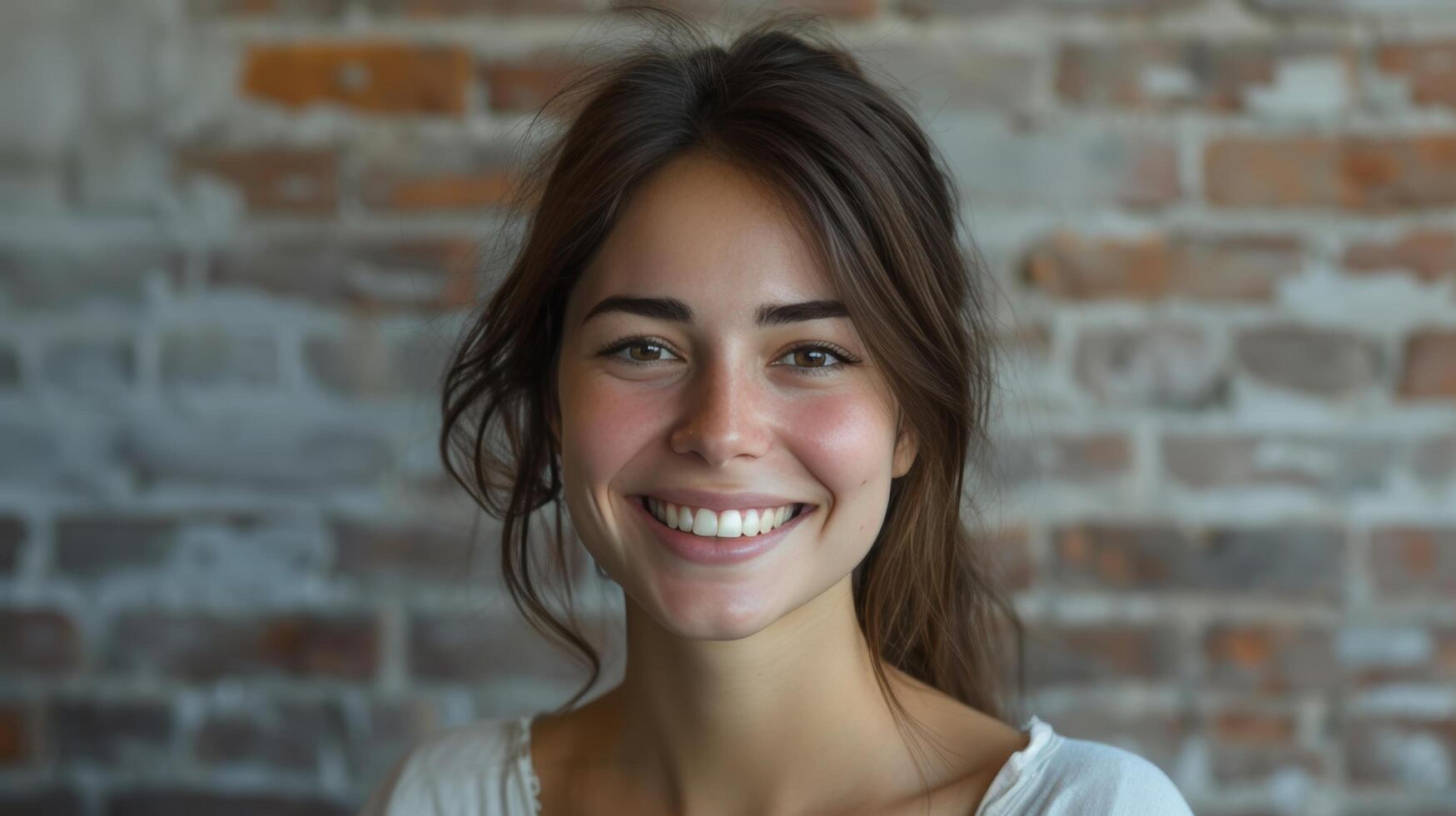 AI generated Sporting a genuine smile, she invites viewers into her world of beauty and self-expression photo