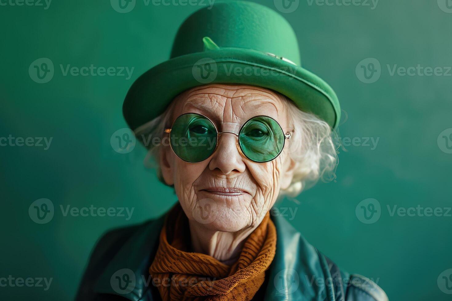 AI Generated The senior woman in leprechaun hat for a Saint Patrick's Day. photo
