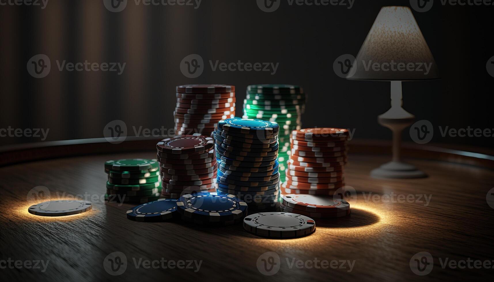 AI Generated Poker chips.Web banner for game design, flyer, poster, banner, online casino advertising. AI photo