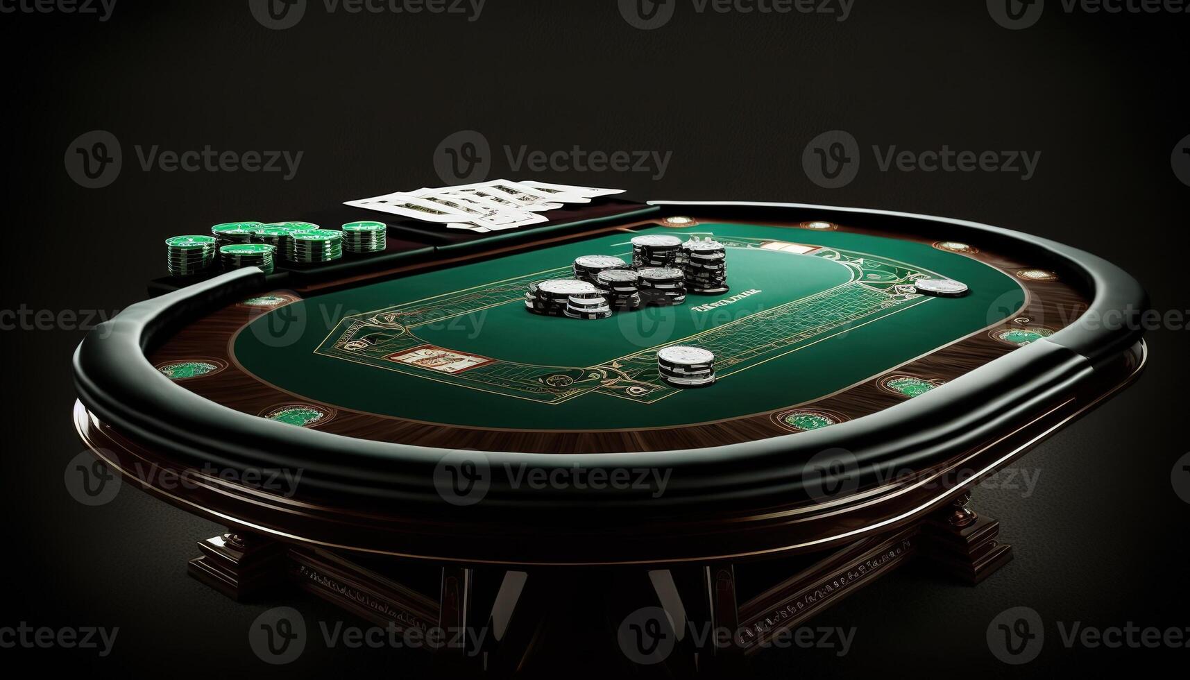 AI Generated Poker table.Web banner for game design, flyer, poster, banner, online casino advertising. AI photo