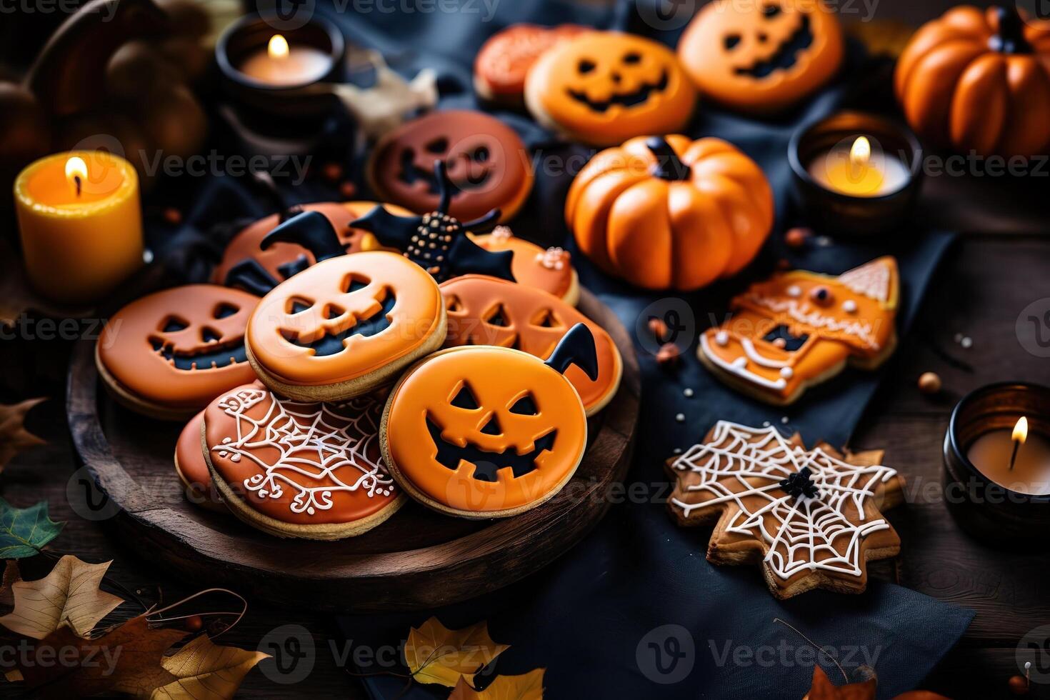 AI Generated Beautiful gingerbread cookies for Halloween photo