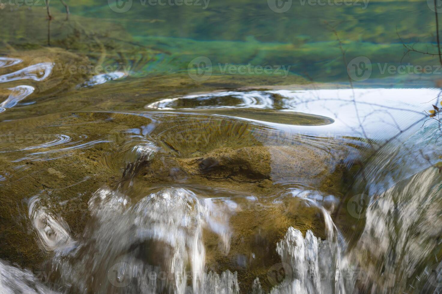 Sparkling lake Cascades, Jiuzhaigou National Park, Sichuan Province, China, Unesco World Heritage Site photo