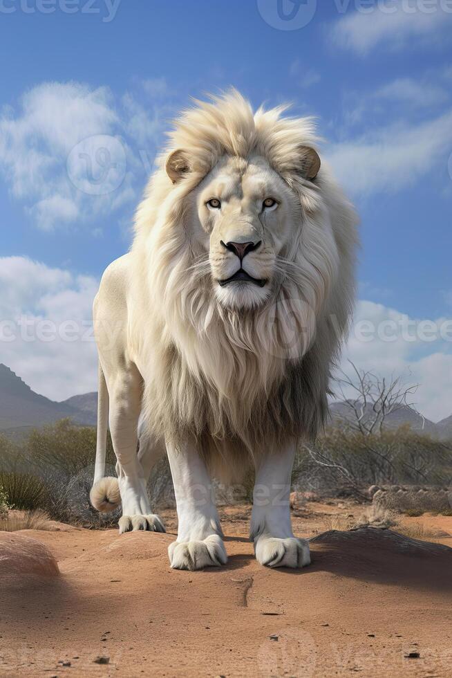 AI generated Male Lion in the desert, Africa, AI generated photo