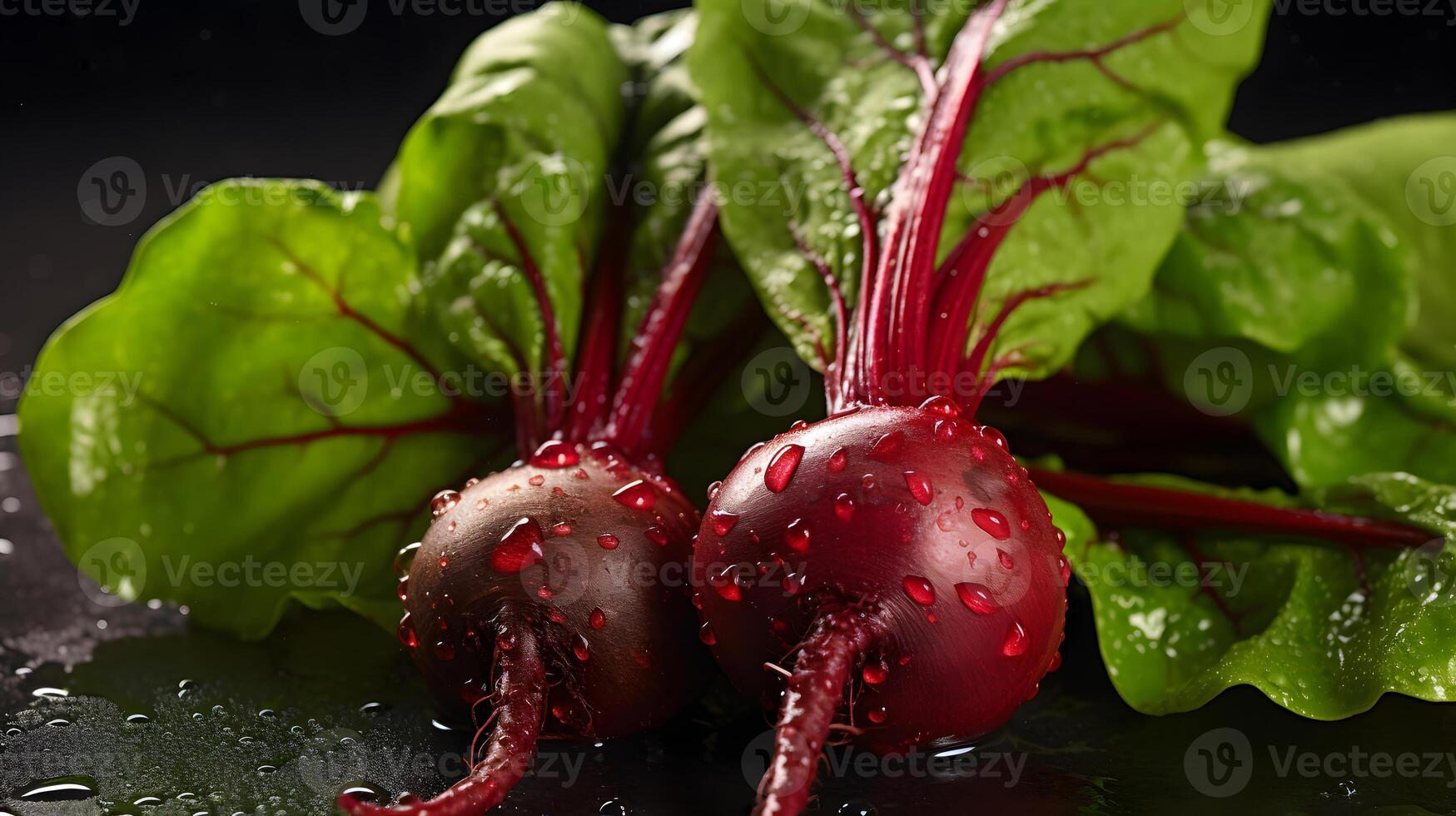 AI generated Fresh organic beet, beetroot. Grey rustic wooden background. Close up. photo