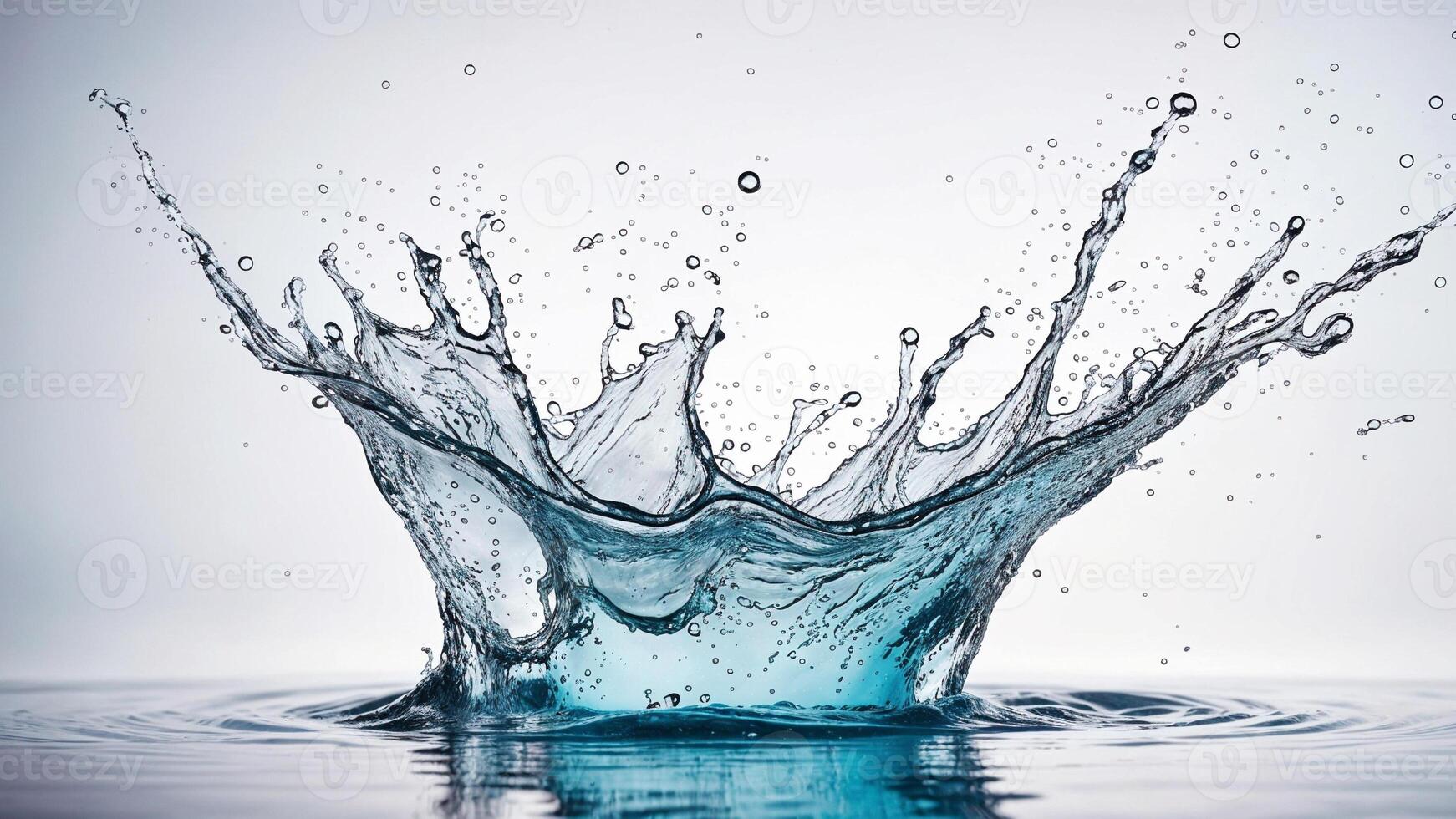 AI generated A blue splash of water forms a crown-like shape as it rises from the bottom of the image. ai generative photo