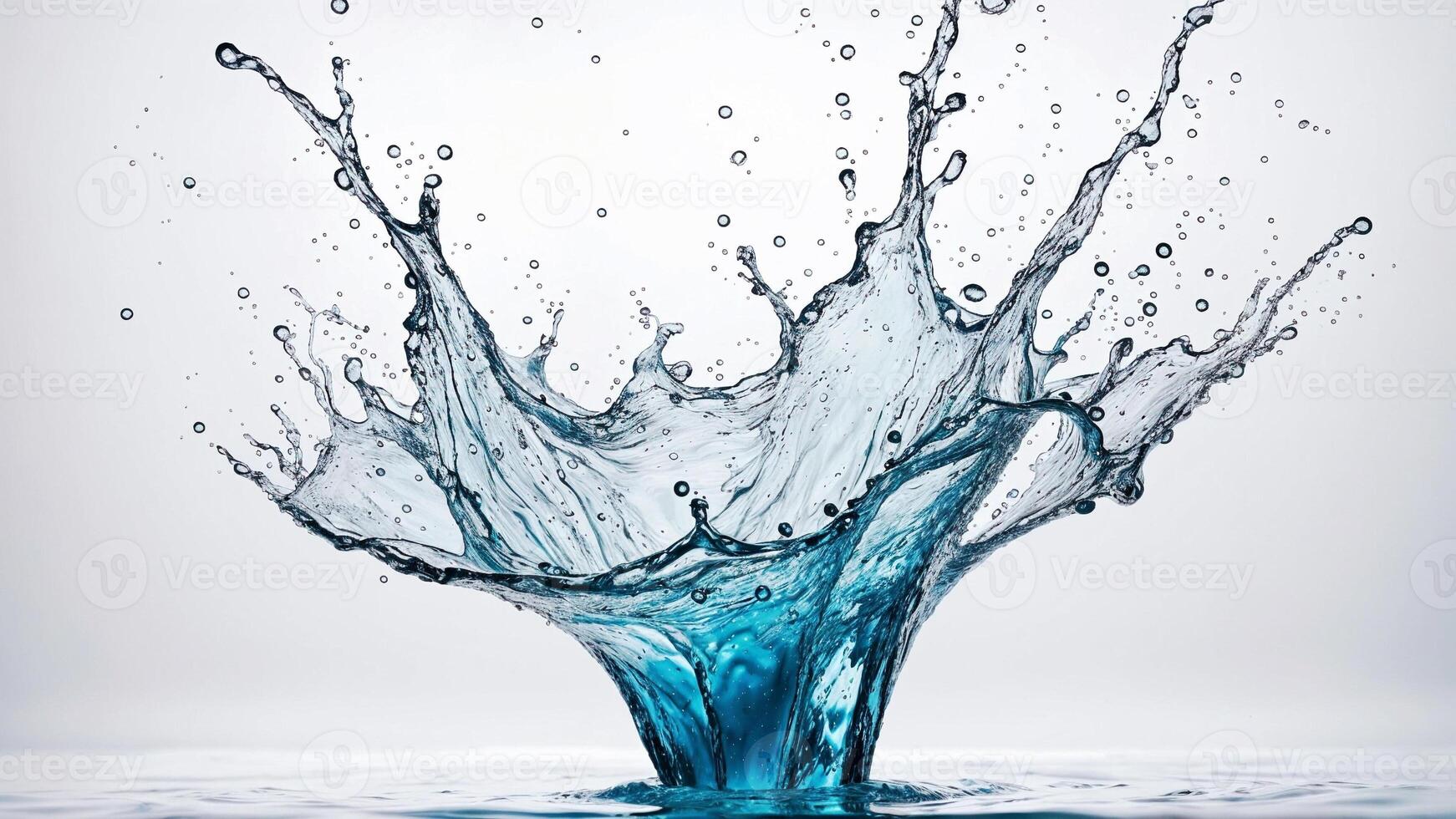 AI generated A blue splash of water forms a crown-like shape as it rises from the bottom of the image. ai generative photo