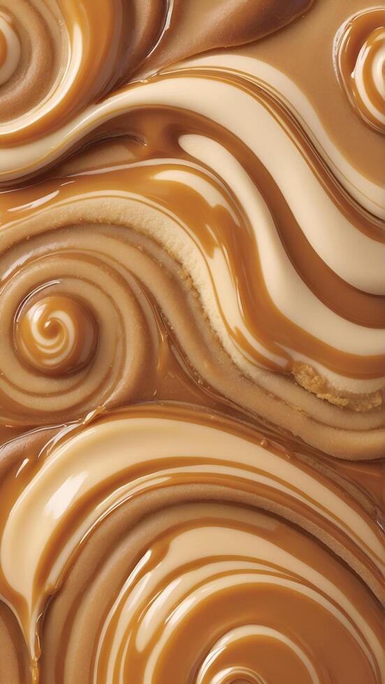AI generated Illustrate the indulgence of caramel drizzle, forming enticing patterns and textures. ai generative photo