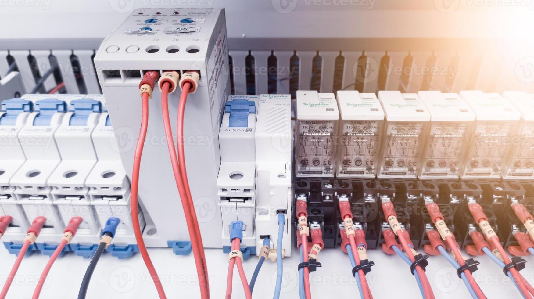 Installation of wiring control circuit ,circuit cable control for control machinery. photo
