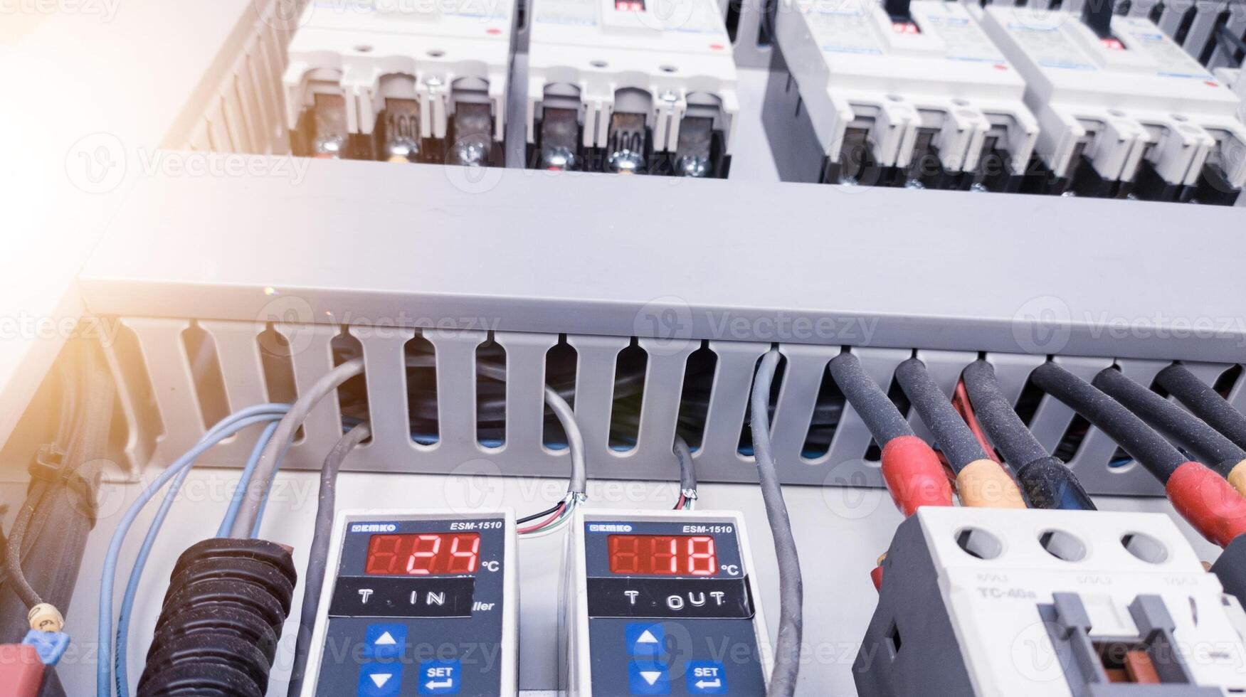 Temperature control of the chiller machine, Showing the temperature is high.chiller problem and high temperature.trouble machine of chiller system. photo