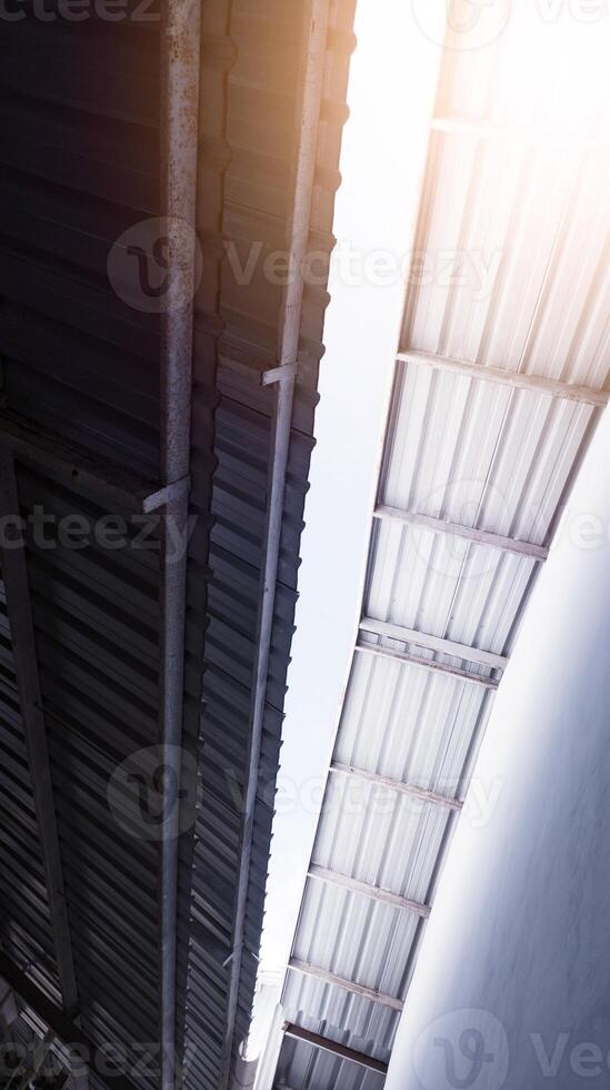 Metal roof in industrial building and construction. photo