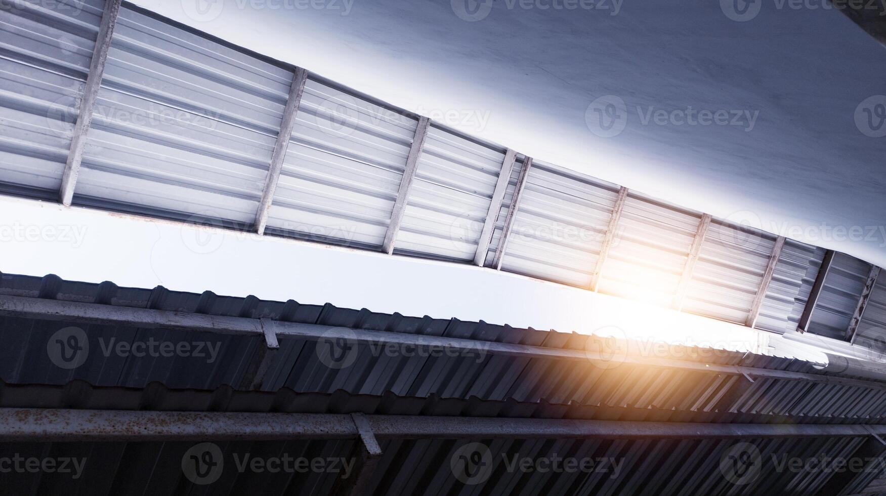 Metal roof in industrial building and construction. photo