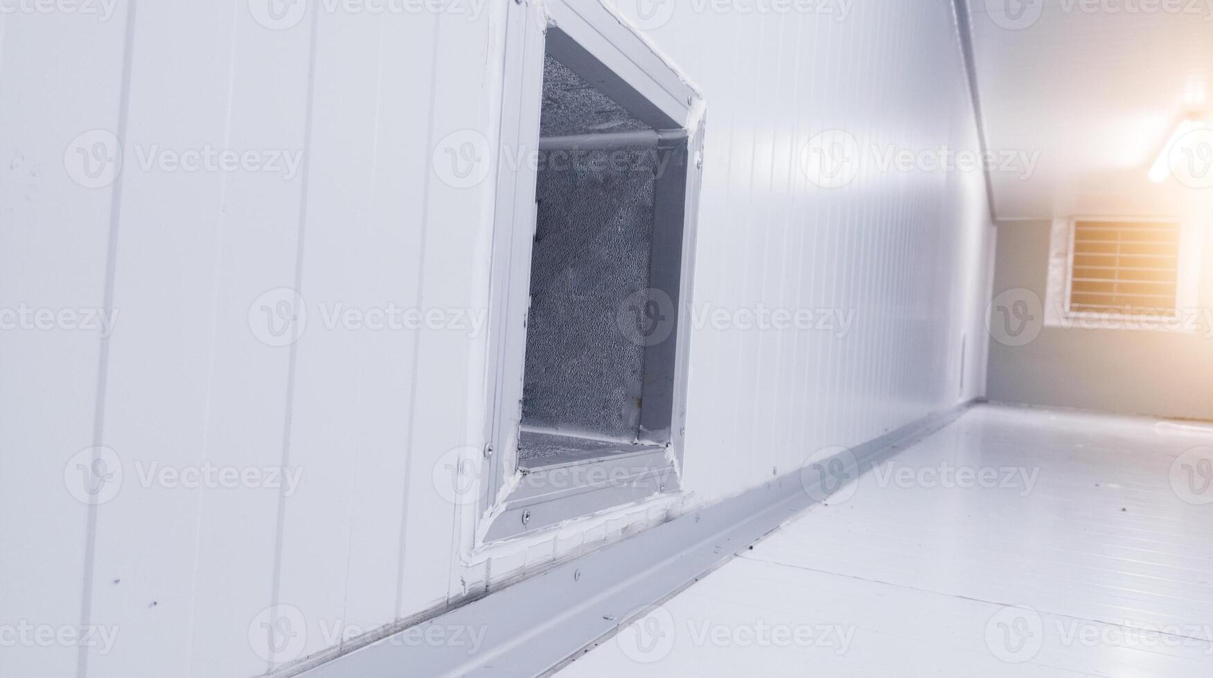 Interrior of Metal duct for corridor supply air from Air Handling Unit. photo