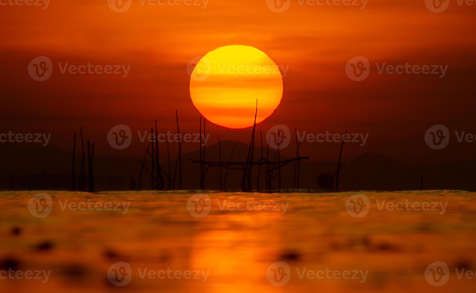 Sunset sky on the lake photo