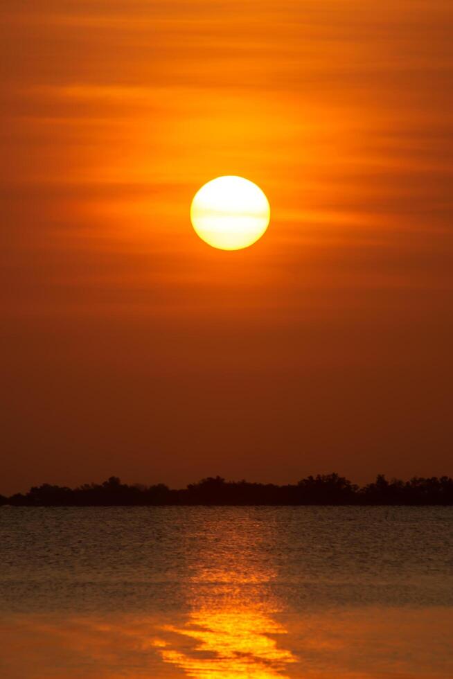 Sunset sky on the lake photo