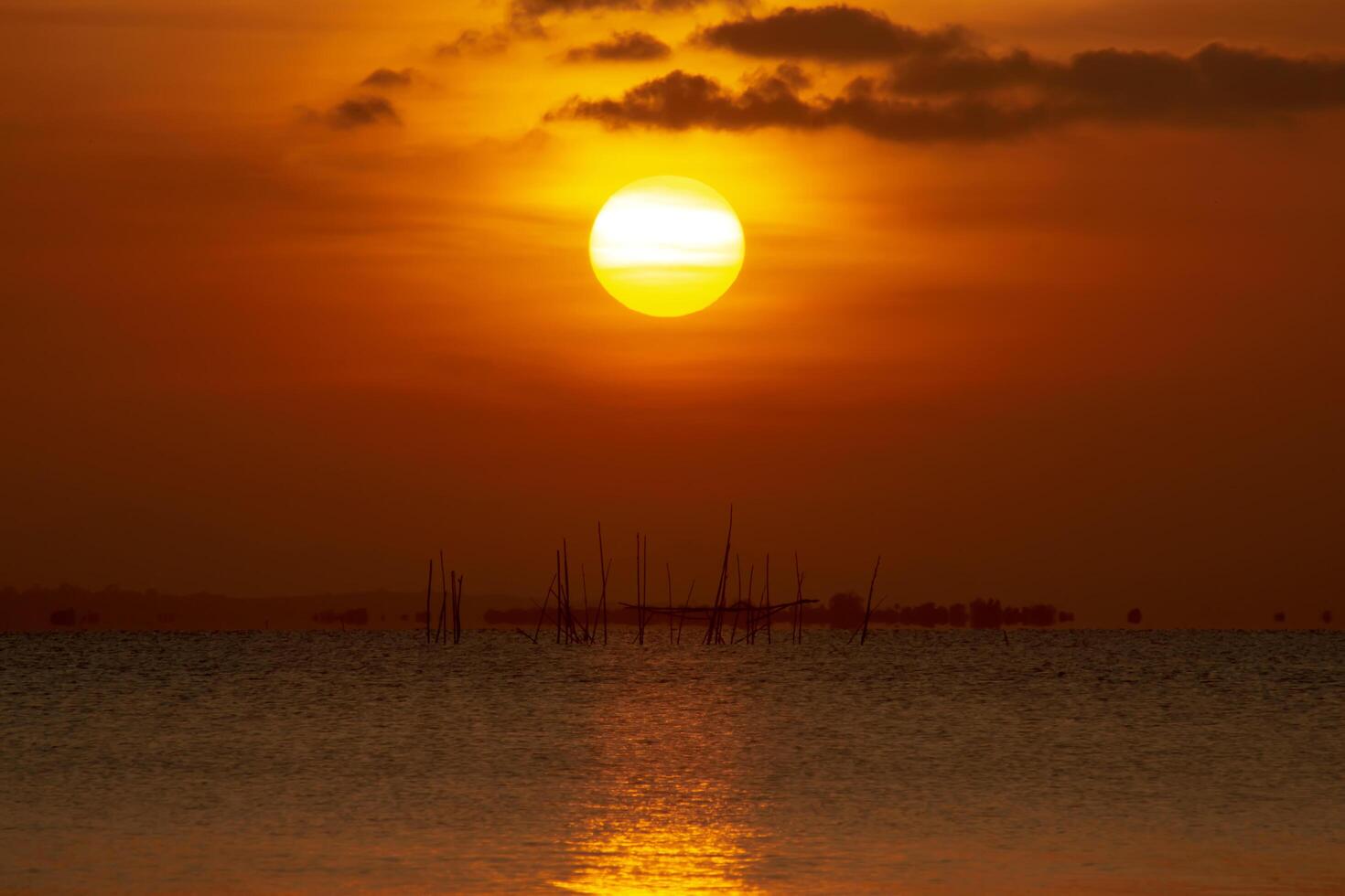 Sunset sky on the lake photo