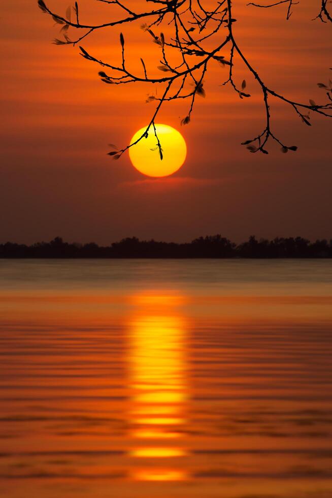 Sunset sky on the lake photo