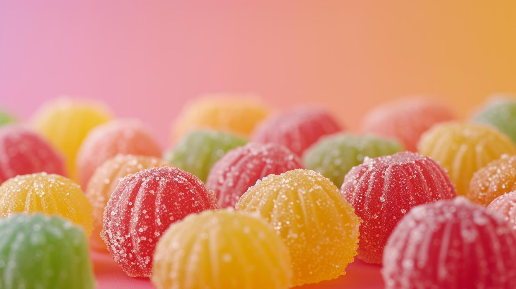 AI generated Whimsical still life showcasing an array of colorful hard candies, promising a sweet escape photo