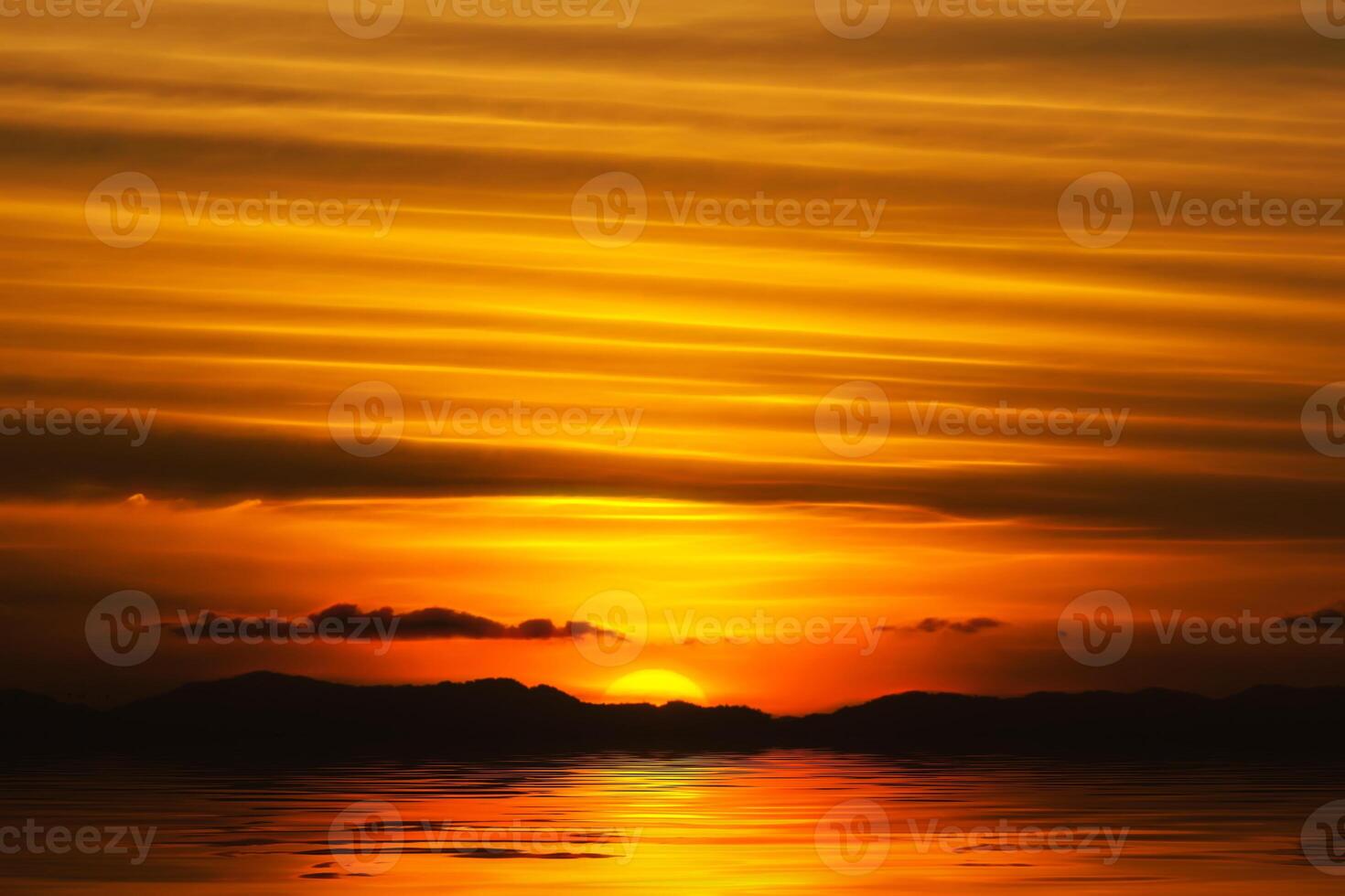 Sunset sky on the lake photo