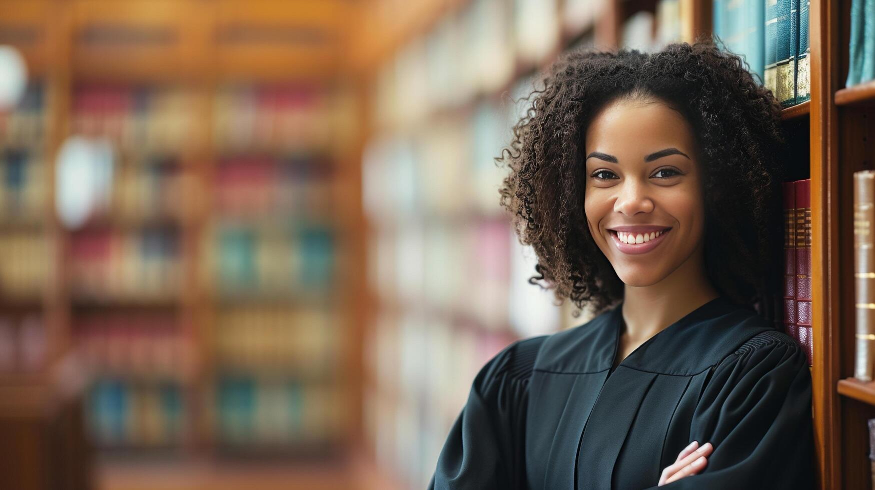AI generated A law student's smile represents their enthusiasm for learning and a bright legal future photo