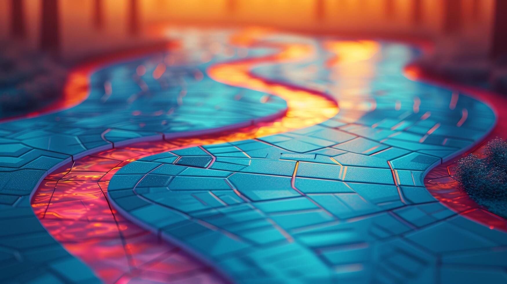 AI generated An abstract map with winding paths portrays the journey of knowledge acquisition photo