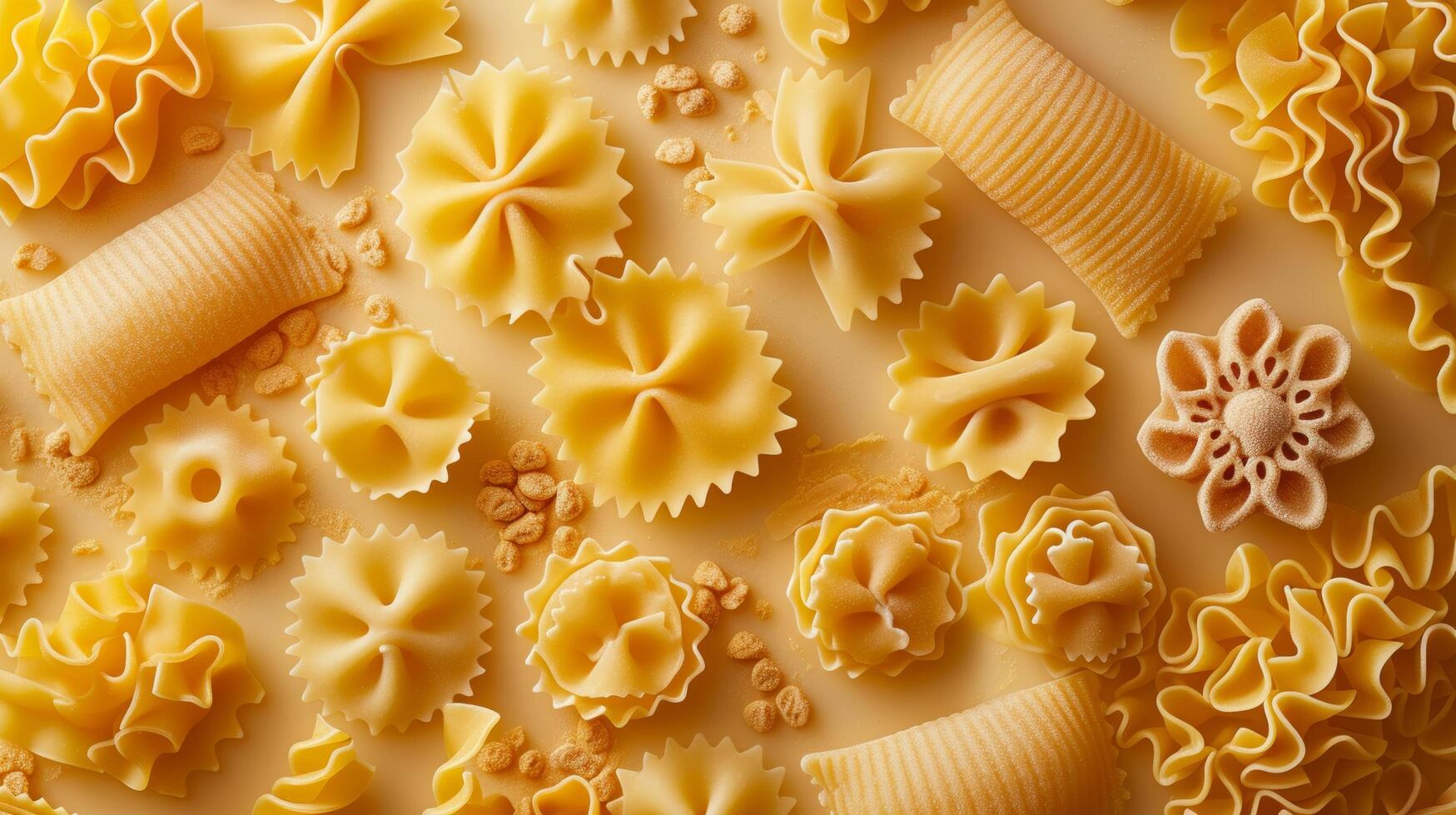 ai generado embaldosado patrones de pasta formas, pago homenaje a italiano culinario tradiciones foto