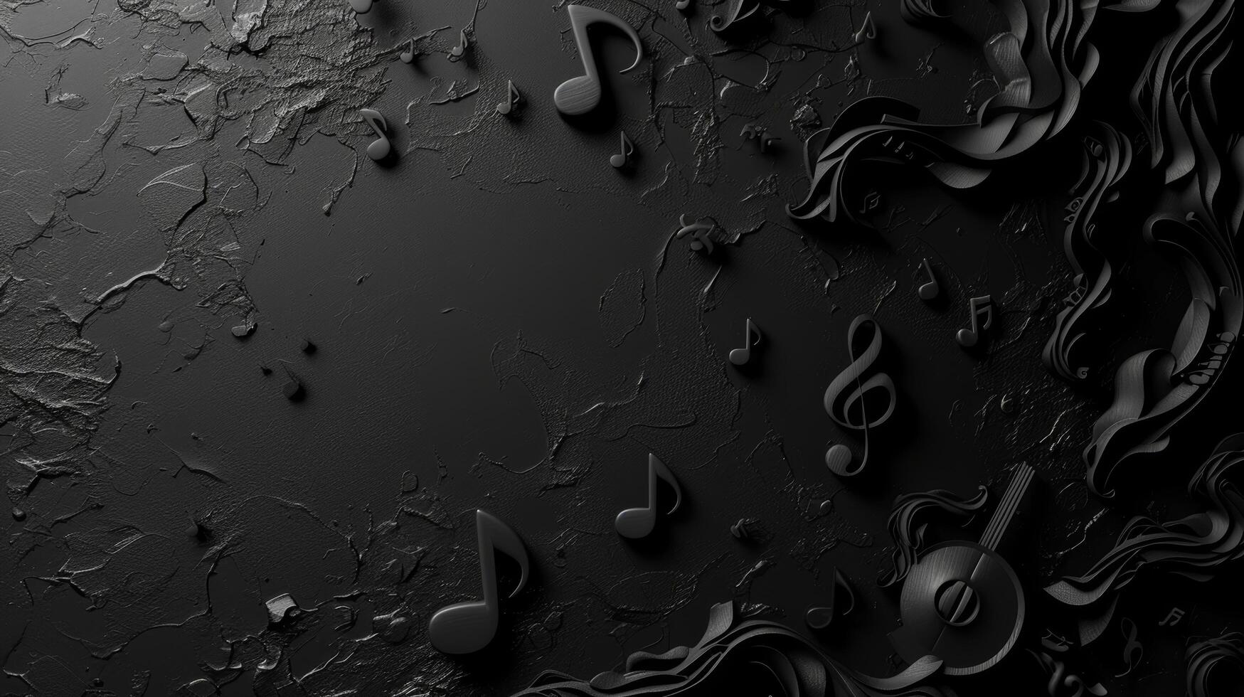 AI generated minimilast black color music abstract background with large copyspace area with copy space for text photo
