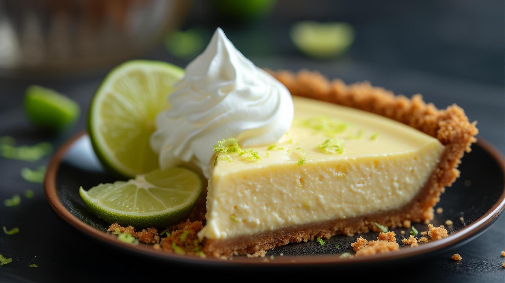 AI generated A delightful key lime pie with a zesty lime custard in a graham cracker crust photo
