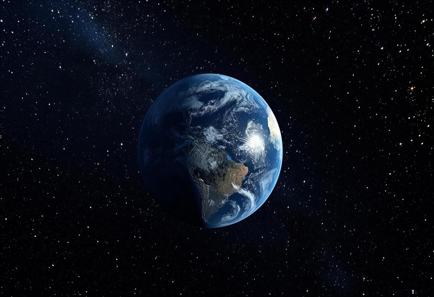 AI generated a shot of the earth in space with dark clouds photo