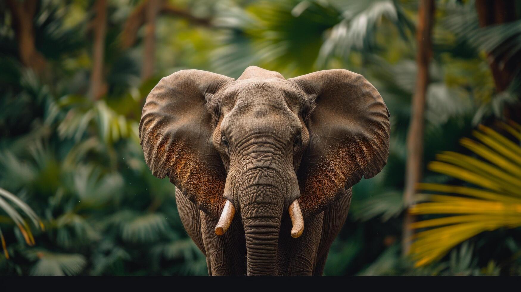 AI generated A beautiful elephant looks at the camera photo