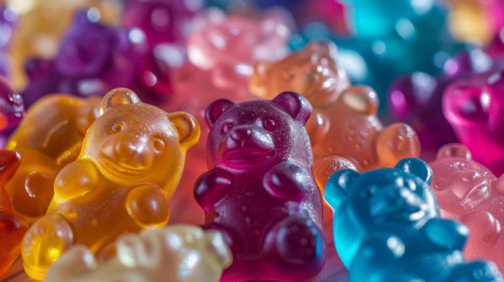AI generated Abstract background of colorful gelatin bears photo