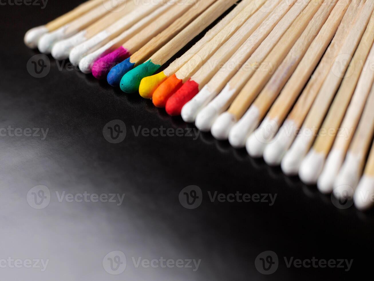 The concept of diversity and inclusiveness. Multicolored matches. photo