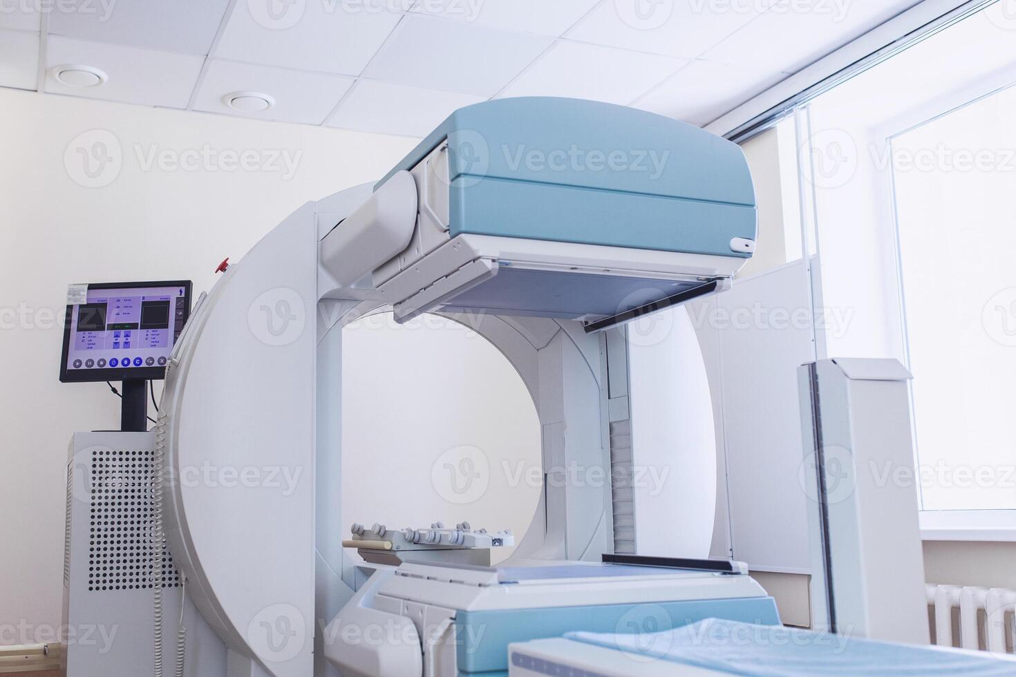Medical linear accelerator in the therapeutic oncology. Radiation in medicine. photo