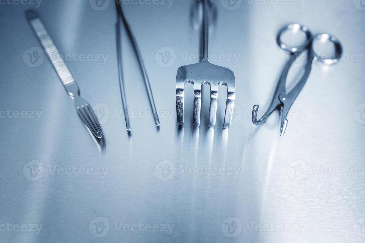 Stainless steel surgical instruments, forceps. Close up. Copy spase. Poster. placard, banner use photo