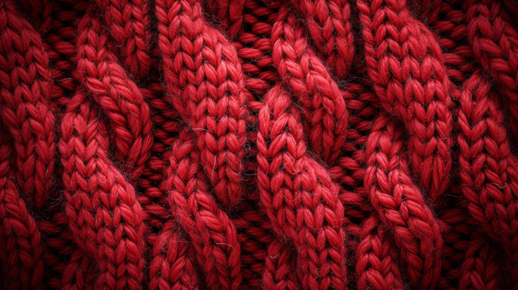 AI generated Background made of red knitted material texture photo