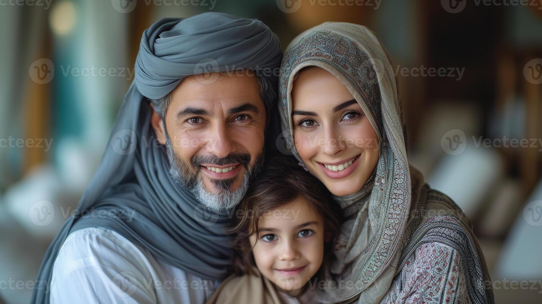 AI Generated Three Middle Eastern siblings playing together at home with a smile photo