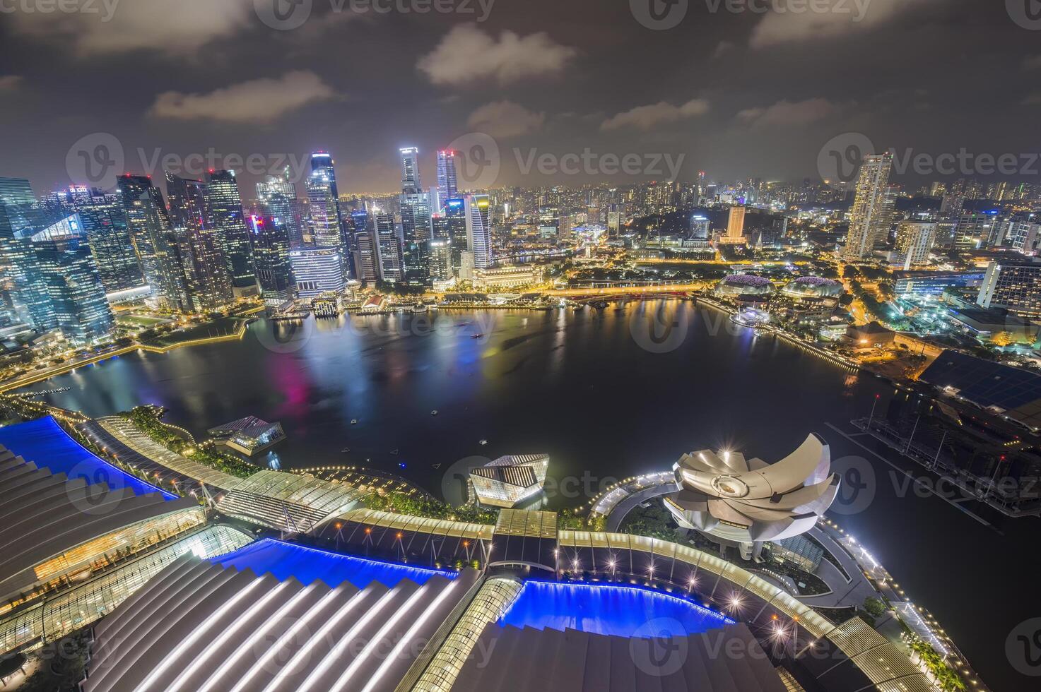 Downtown central financial district at night, Singapore photo