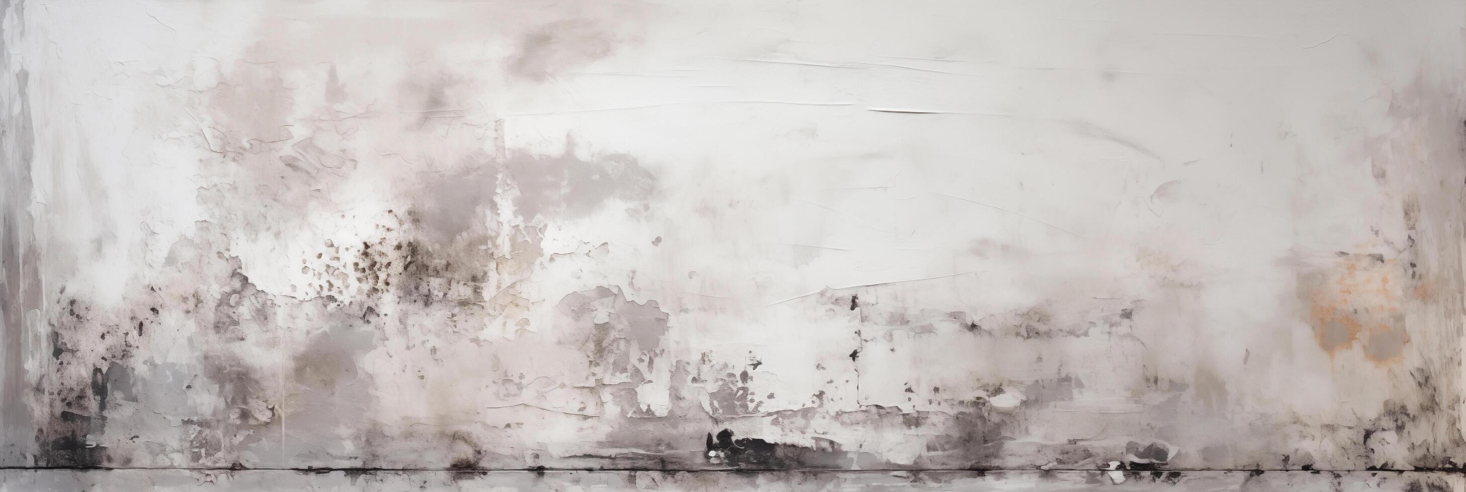 AI generated grunge white wall background and texture panorama with copy space, generative AI. photo