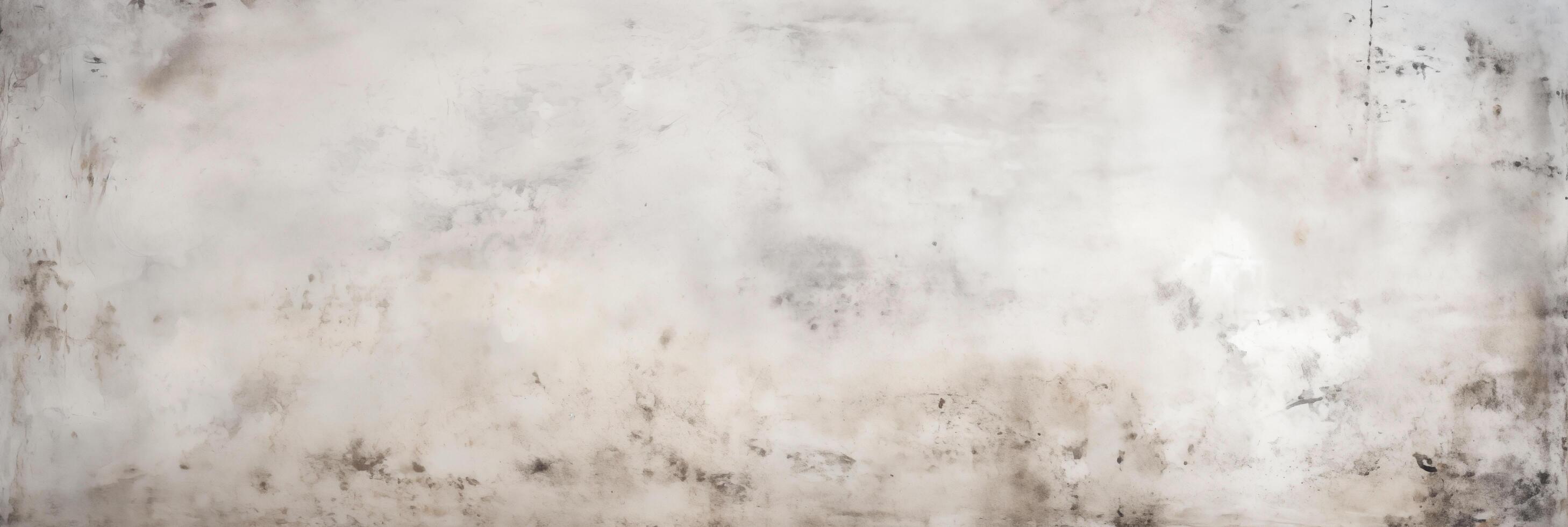 AI generated grunge white wall background and texture panorama with copy space, generative AI. photo