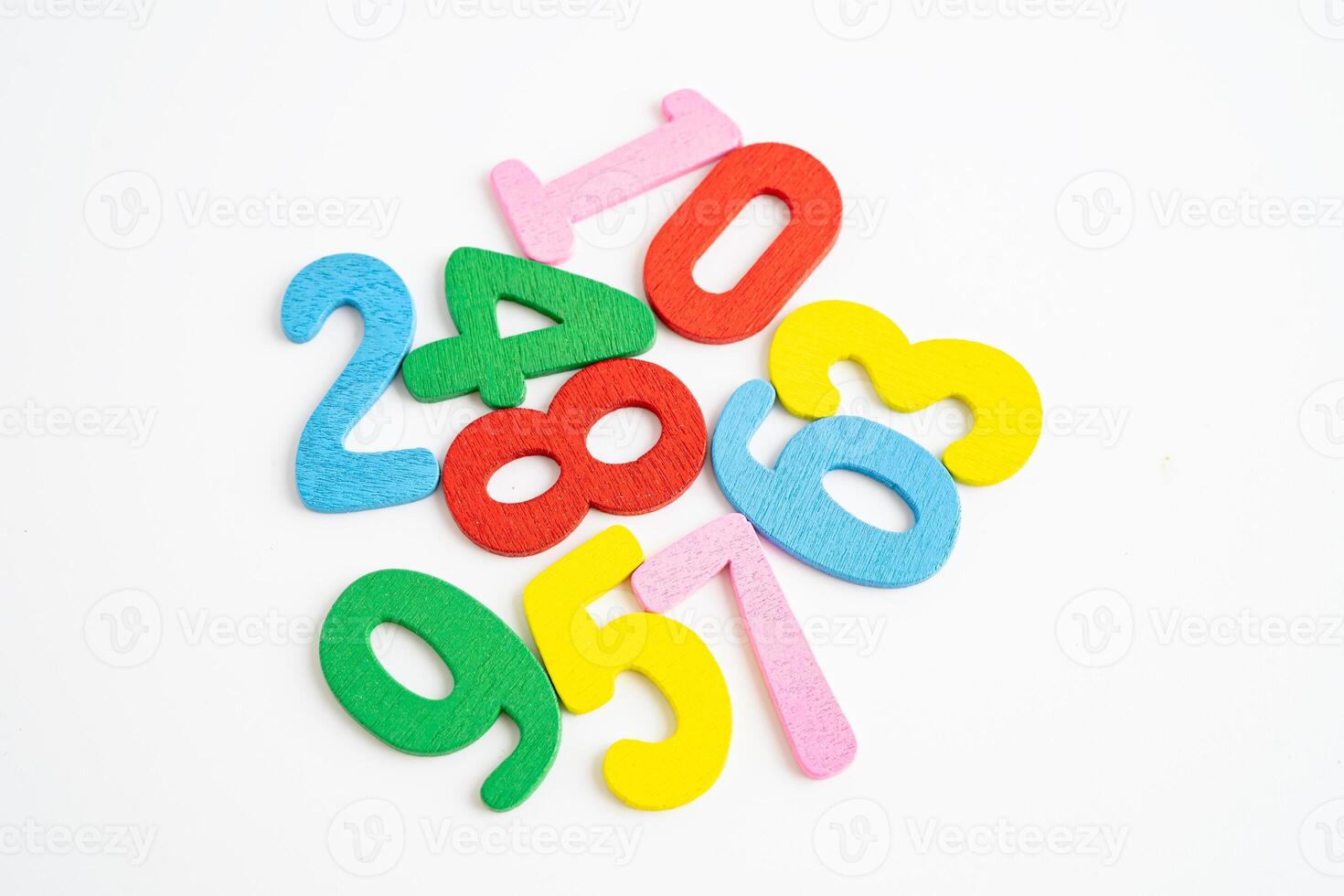 Math number colorful on white background, education study mathematics learning teach. photo