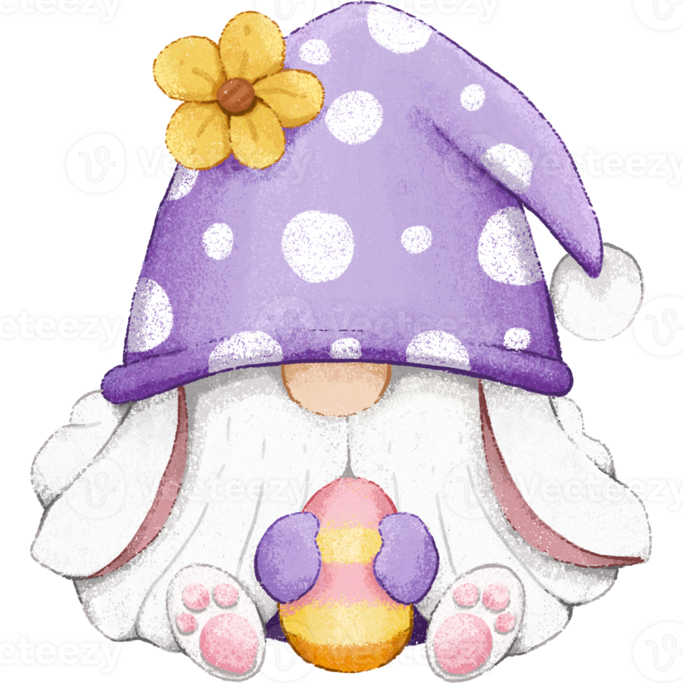 Happy Holiday, Easter Day, purple cute Gnome Easter png